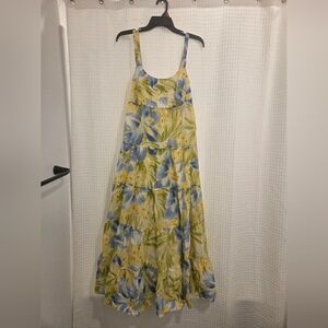 Jones New York Yellow and Blue Floral Maxi Dress